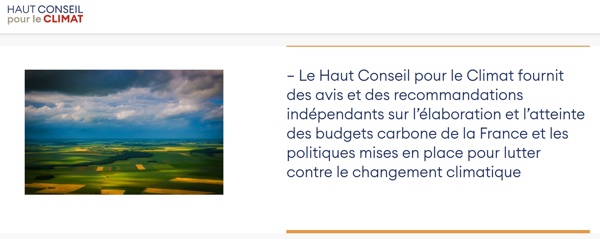 Lien vers le site du Haut Conseil pour le Climat (HCC)